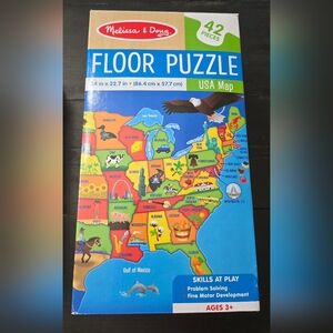 Melissa & Doug 42 Large Pcs USA Map Floor Puzzle 34"x22.7" Ages 3+ GUC